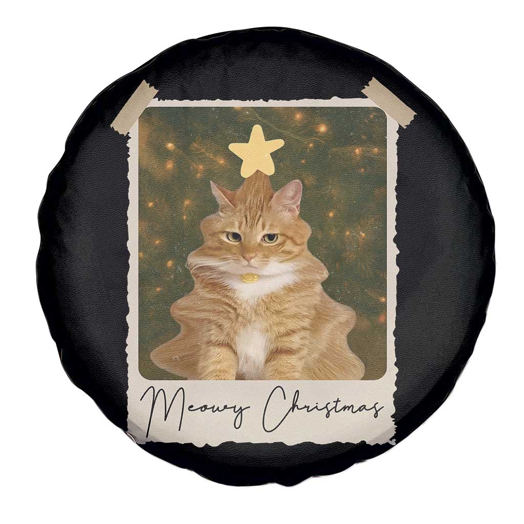 Meowy Christmas Spare Tire Cover Funny Cat Xmas Tree Retro Vintage Photo TS10 Print Your Wear