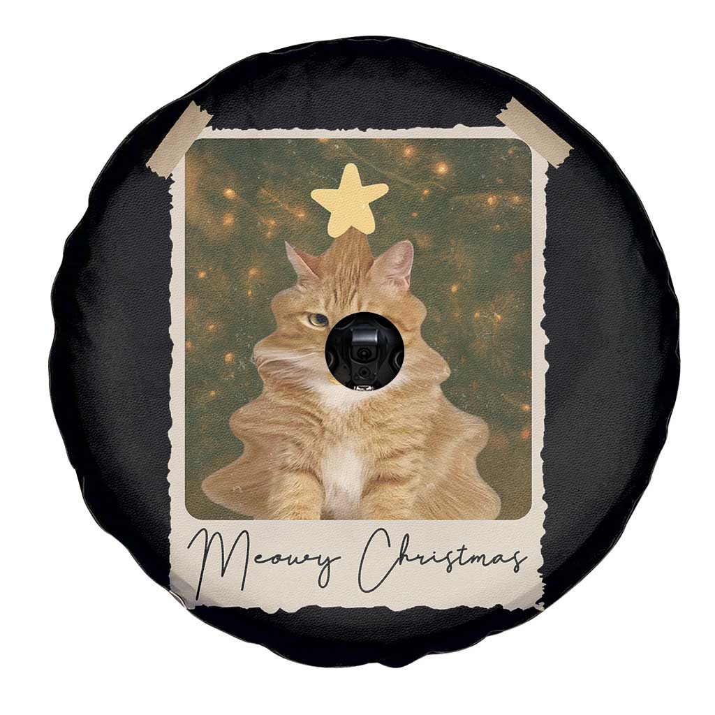 Meowy Christmas Spare Tire Cover Funny Cat Xmas Tree Retro Vintage Photo TS10 Print Your Wear