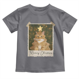 Meowy Christmas Toddler T Shirt Funny Cat Xmas Tree Retro Vintage Photo TS10 Charcoal Print Your Wear