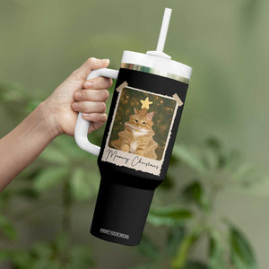 Meowy Christmas Tumbler With Handle Funny Cat Xmas Tree Retro Vintage Photo TS10 Print Your Wear