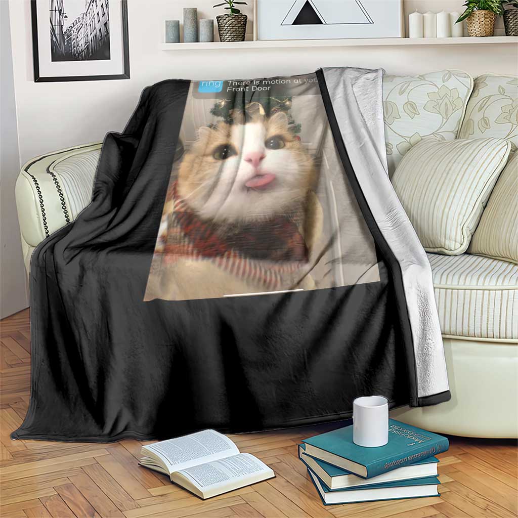 Funny Cat Christmas Throw Blanket Ring There is Motion at Your Front Door Meme Xmas Tree TS10 Print Your Wear