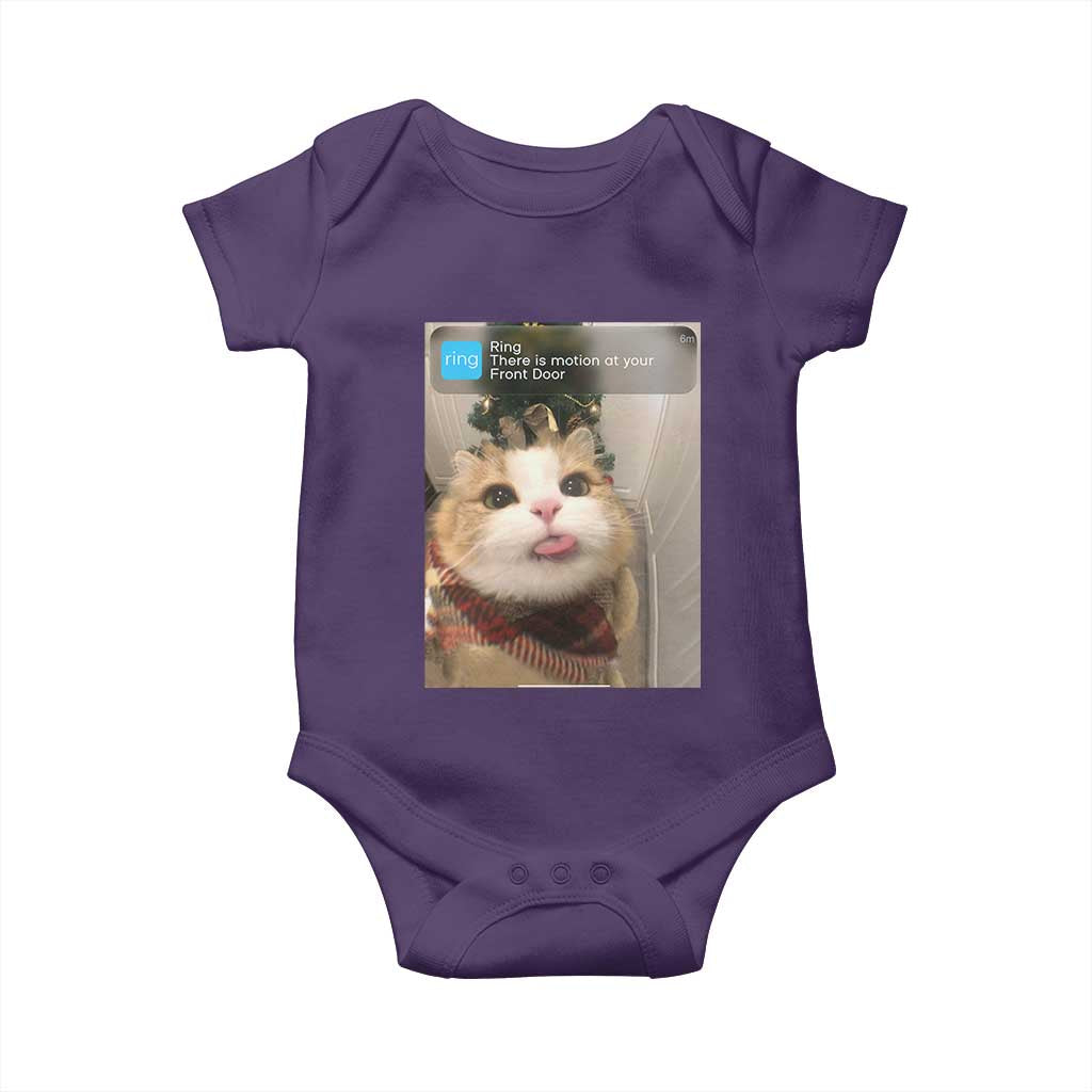 Funny Cat Christmas Baby Onesie Ring There is Motion at Your Front Door Meme Xmas Tree TS10 Purple Print Your Wear