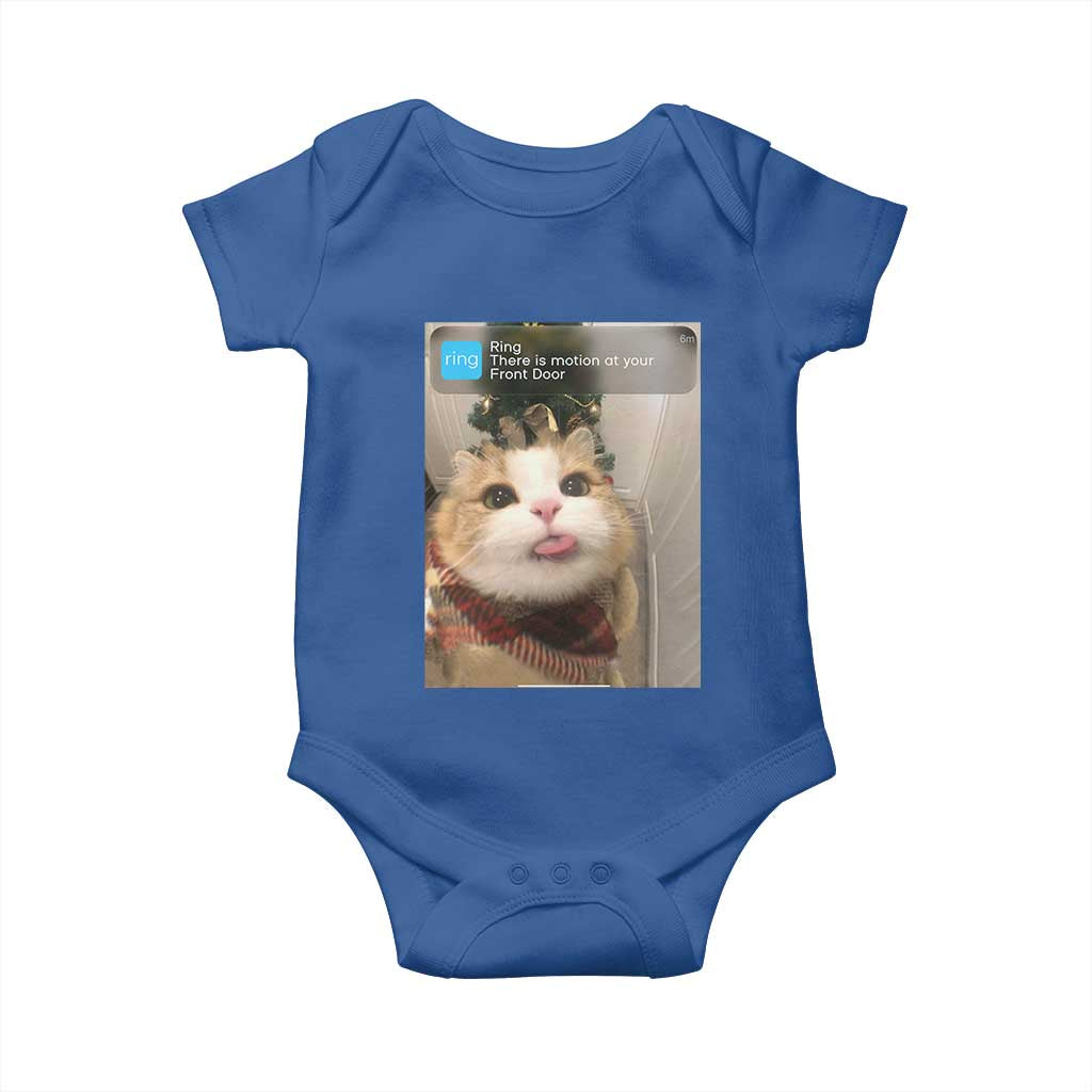 Funny Cat Christmas Baby Onesie Ring There is Motion at Your Front Door Meme Xmas Tree TS10 Royal Blue Print Your Wear