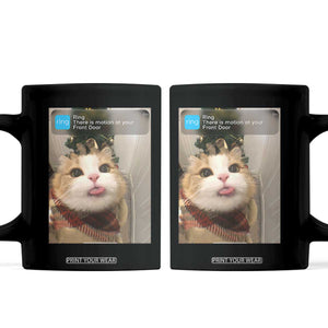 Funny Cat Christmas Coffee Mug Ring There is Motion at Your Front Door Meme Xmas Tree TS10 Black Print Your Wear