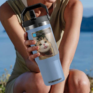 Funny Cat Christmas Flip Straw Tumbler Ring There is Motion at Your Front Door Meme Xmas Tree TS10 One Size: 30 oz Light Blue Print Your Wear