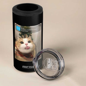 Funny Cat Christmas 4 in 1 Can Cooler Tumbler Ring There is Motion at Your Front Door Meme Xmas Tree TS10 Print Your Wear