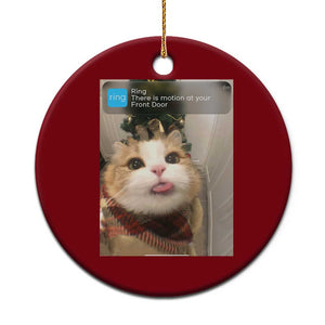 Funny Cat Christmas Ceramic Ornament Ring There is Motion at Your Front Door Meme Xmas Tree TS10 1pc Red Print Your Wear