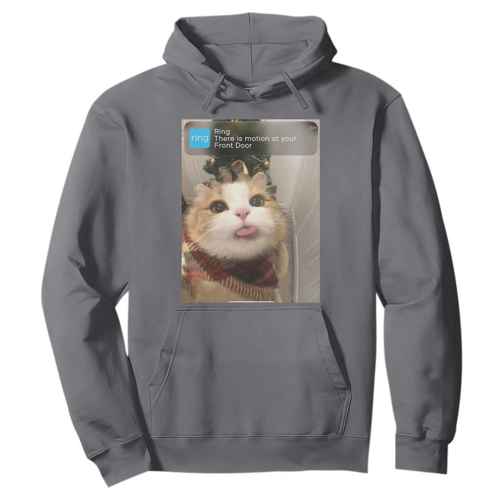 Funny Cat Christmas Hoodie Ring There is Motion at Your Front Door Meme Xmas Tree TS10 Charcoal Print Your Wear