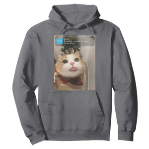 Funny Cat Christmas Hoodie Ring There is Motion at Your Front Door Meme Xmas Tree TS10 Charcoal Print Your Wear