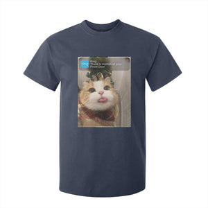 Funny Cat Christmas T Shirt For Kid Ring There is Motion at Your Front Door Meme Xmas Tree TS10 Navy Print Your Wear