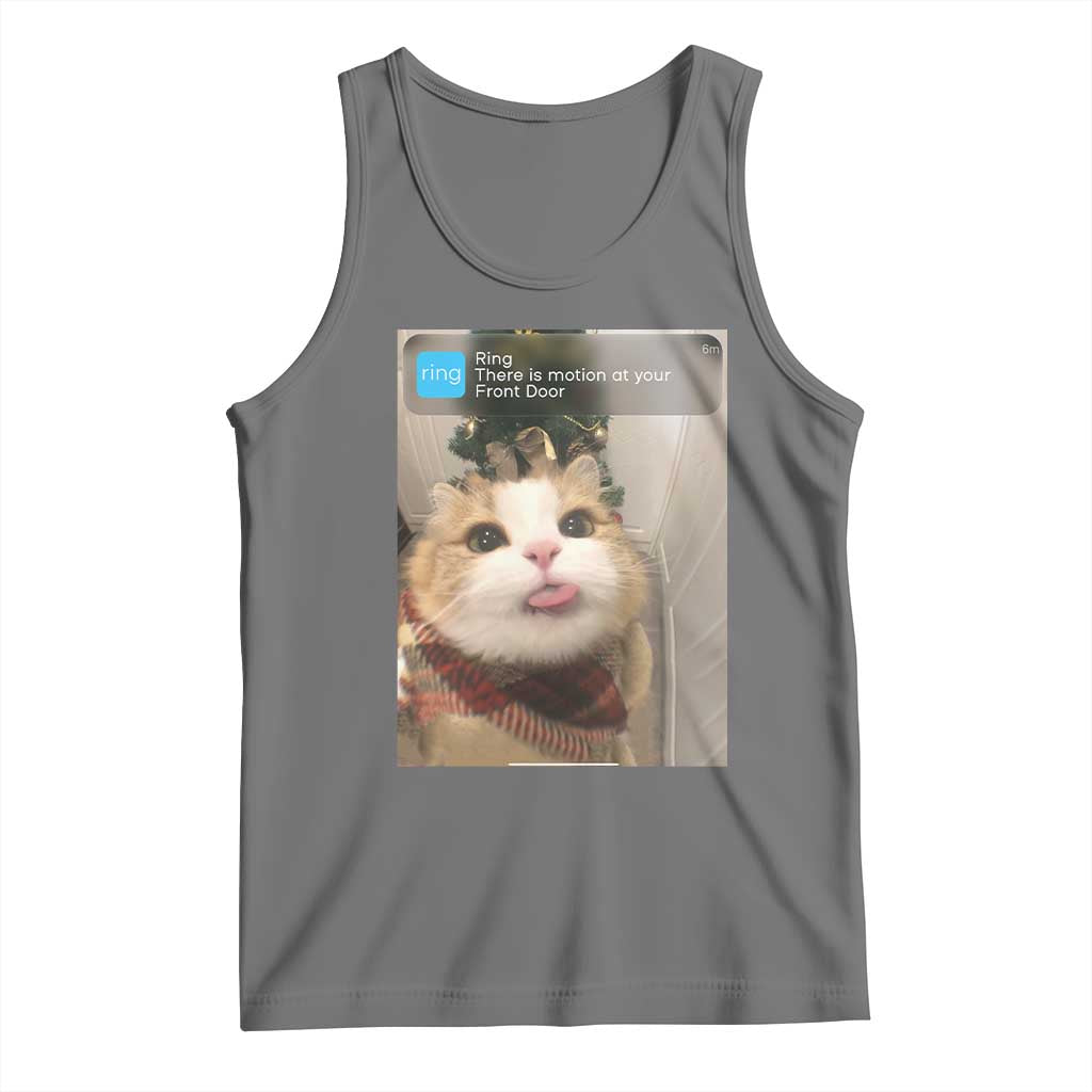 Funny Cat Christmas Tank Top Ring There is Motion at Your Front Door Meme Xmas Tree TS10 Black Heather Print Your Wear