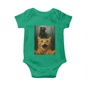Cat Selfie With Dinosaur Baby Onesie Funny Cat Gifts TS10 Irish Green Print Your Wear