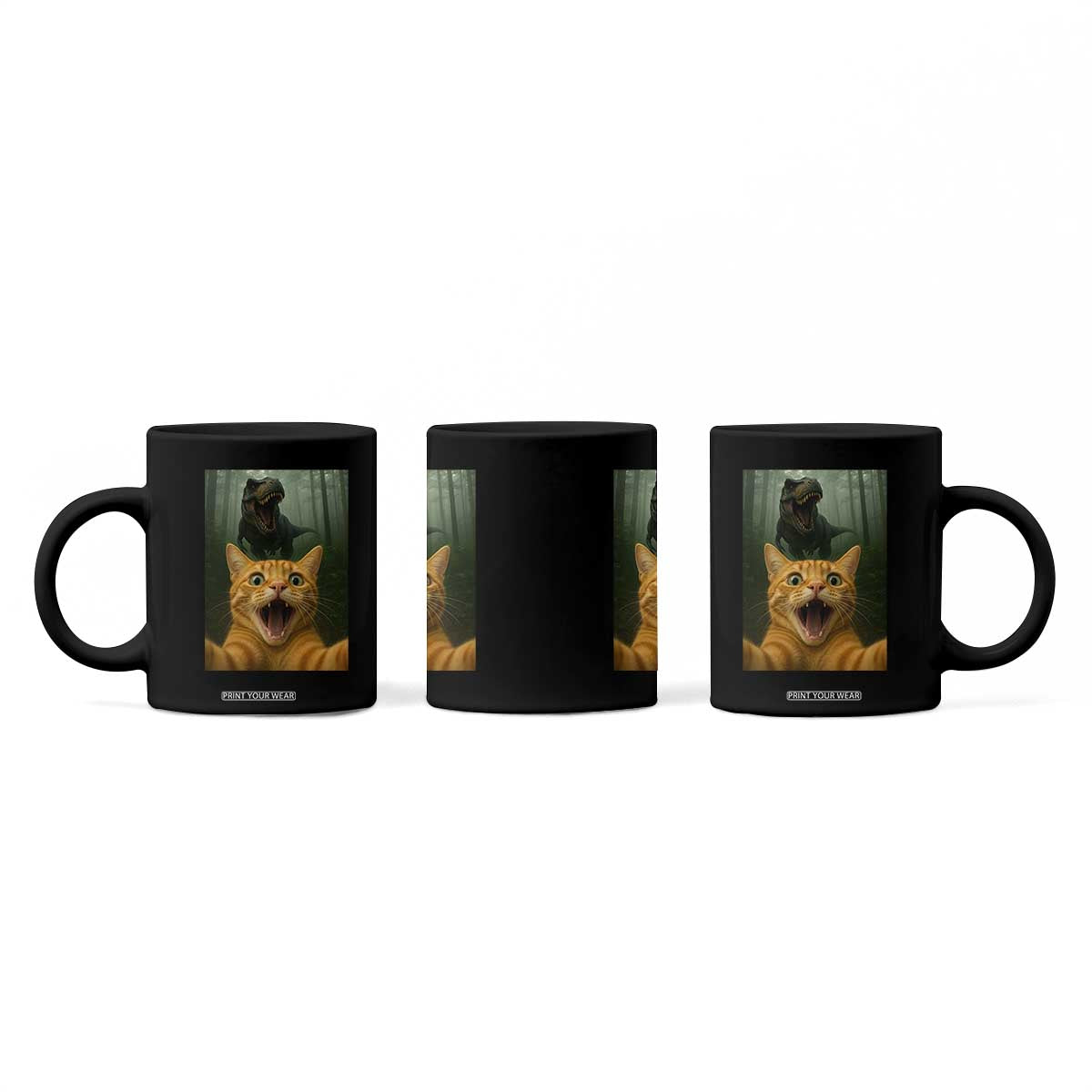 Cat Selfie With Dinosaur Coffee Mug Funny Cat Gifts TS10 Print Your Wear