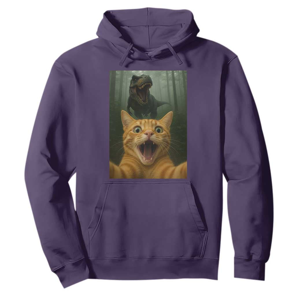 Cat Selfie With Dinosaur Hoodie Funny Cat Gifts TS10 Purple Print Your Wear