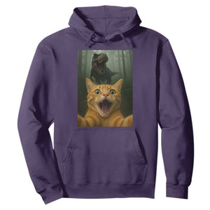 Cat Selfie With Dinosaur Hoodie Funny Cat Gifts TS10 Purple Print Your Wear