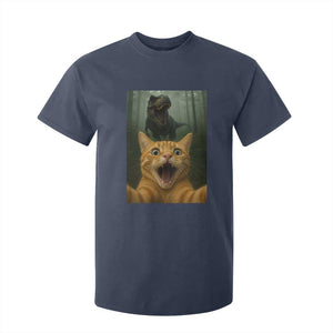 Cat Selfie With Dinosaur T Shirt For Kid Funny Cat Gifts TS10 Navy Print Your Wear