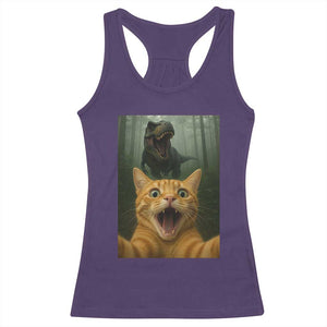 Cat Selfie With Dinosaur Racerback Tank Top Funny Cat Gifts TS10 Purple Print Your Wear