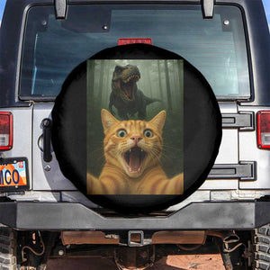 Cat Selfie With Dinosaur Spare Tire Cover Funny Cat Gifts TS10 No hole Black Print Your Wear
