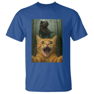 Cat Selfie With Dinosaur T Shirt Funny Cat Gifts TS10 Royal Blue Print Your Wear