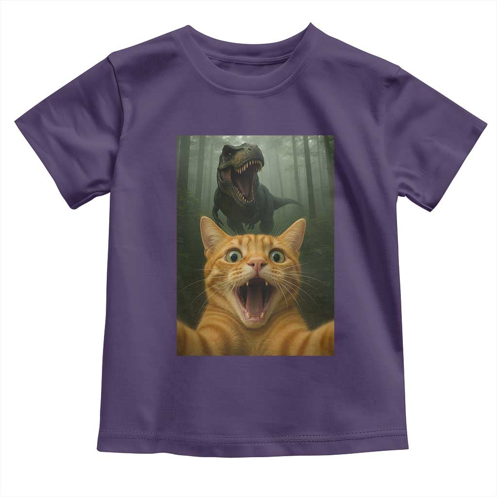 Cat Selfie With Dinosaur Toddler T Shirt Funny Cat Gifts TS10 Purple Print Your Wear