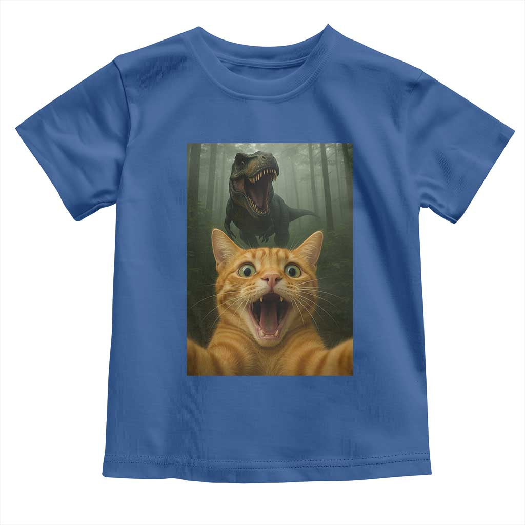 Cat Selfie With Dinosaur Toddler T Shirt Funny Cat Gifts TS10 Royal Blue Print Your Wear