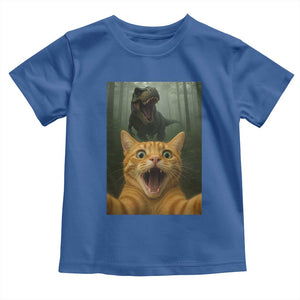 Cat Selfie With Dinosaur Toddler T Shirt Funny Cat Gifts TS10 Royal Blue Print Your Wear