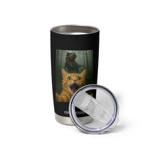 Cat Selfie With Dinosaur Tumbler Cup Funny Cat Gifts TS10 Print Your Wear