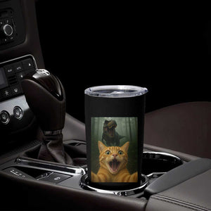 Cat Selfie With Dinosaur Tumbler Cup Funny Cat Gifts TS10 Print Your Wear