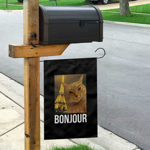 Funny Cat Bonjour Garden Flag Paris France Eiffel Tower Orange Cat Meme TS10 Print Your Wear