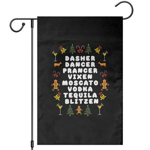 Funny Drinking Christmas Garden Flag Merry Christmas Dasher Dancer Prancer Vixen TS10 Black Print Your Wear