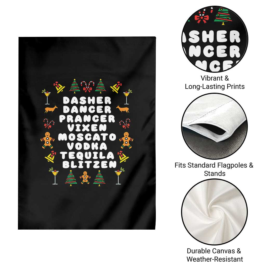 Funny Drinking Christmas Garden Flag Merry Christmas Dasher Dancer Prancer Vixen TS10 Print Your Wear