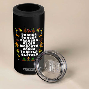 Funny Drinking Christmas 4 in 1 Can Cooler Tumbler Merry Christmas Dasher Dancer Prancer Vixen TS10 Print Your Wear