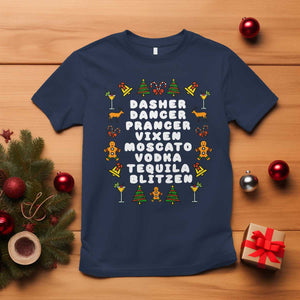 Funny Drinking Christmas T Shirt Merry Christmas Dasher Dancer Prancer Vixen TS10 Navy Print Your Wear