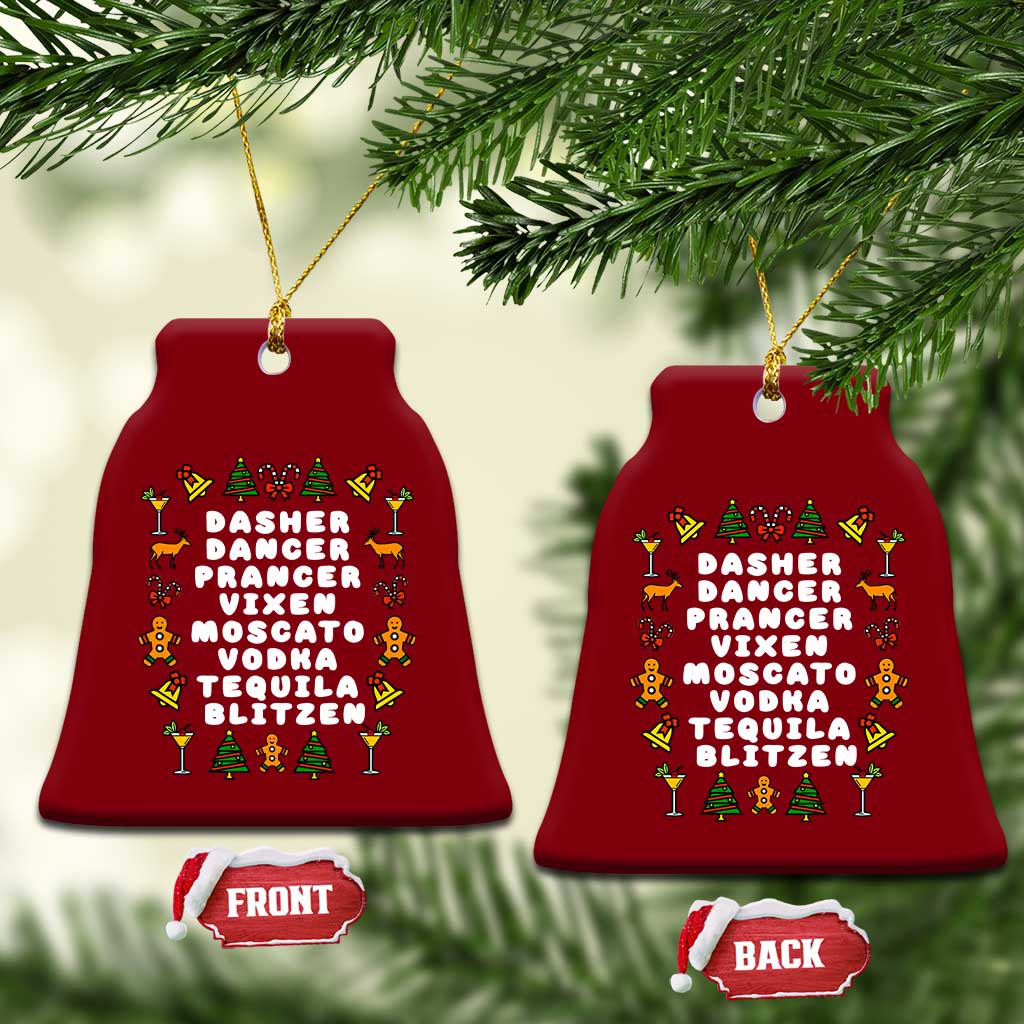 Funny Drinking Christmas Ceramic Ornament Merry Christmas Dasher Dancer Prancer Vixen TS10 Print Your Wear