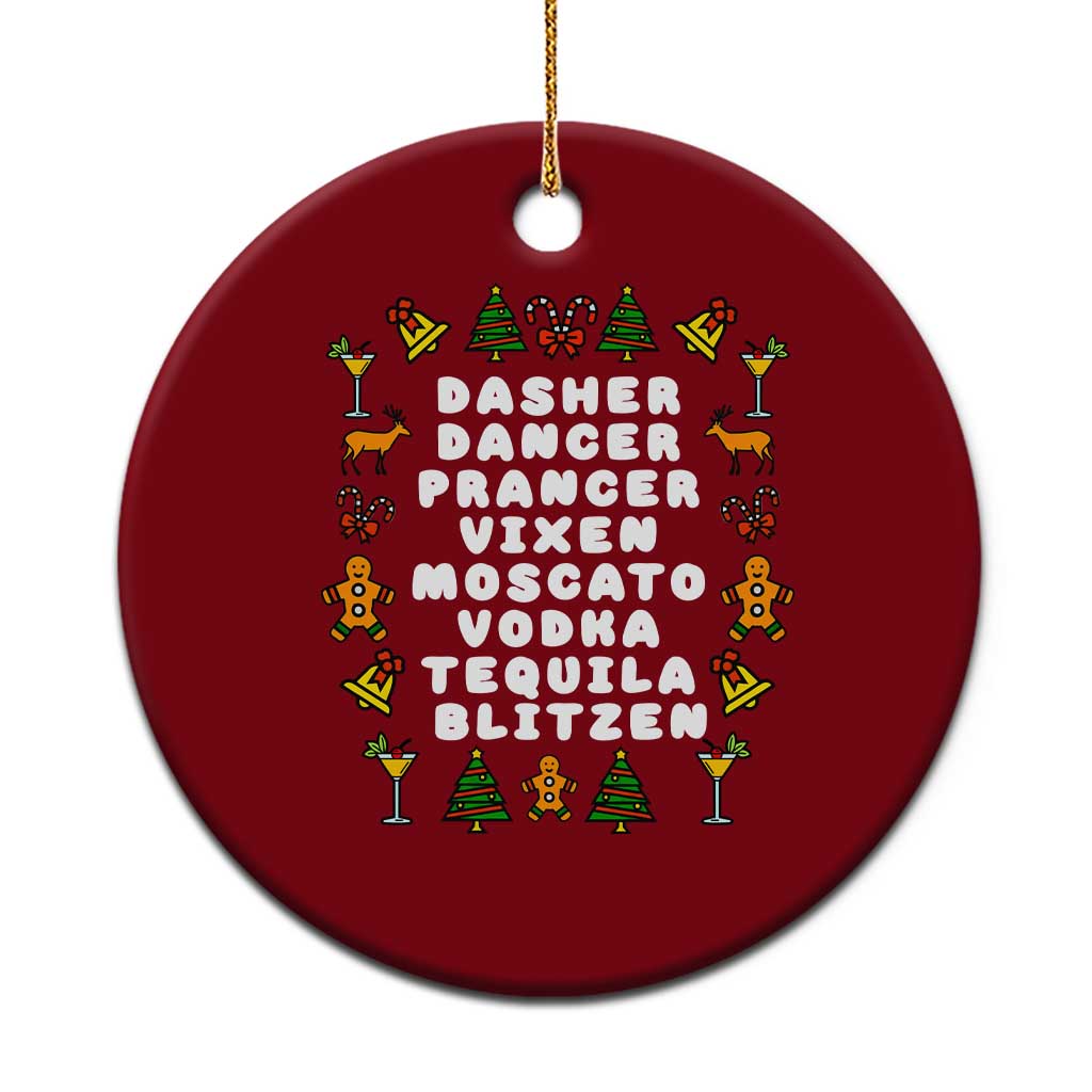 Funny Drinking Christmas Ceramic Ornament Merry Christmas Dasher Dancer Prancer Vixen - Print Your Wear