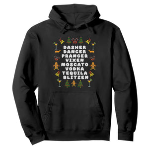 Funny Drinking Christmas Hoodie Merry Christmas Dasher Dancer Prancer Vixen TS10 Black Print Your Wear