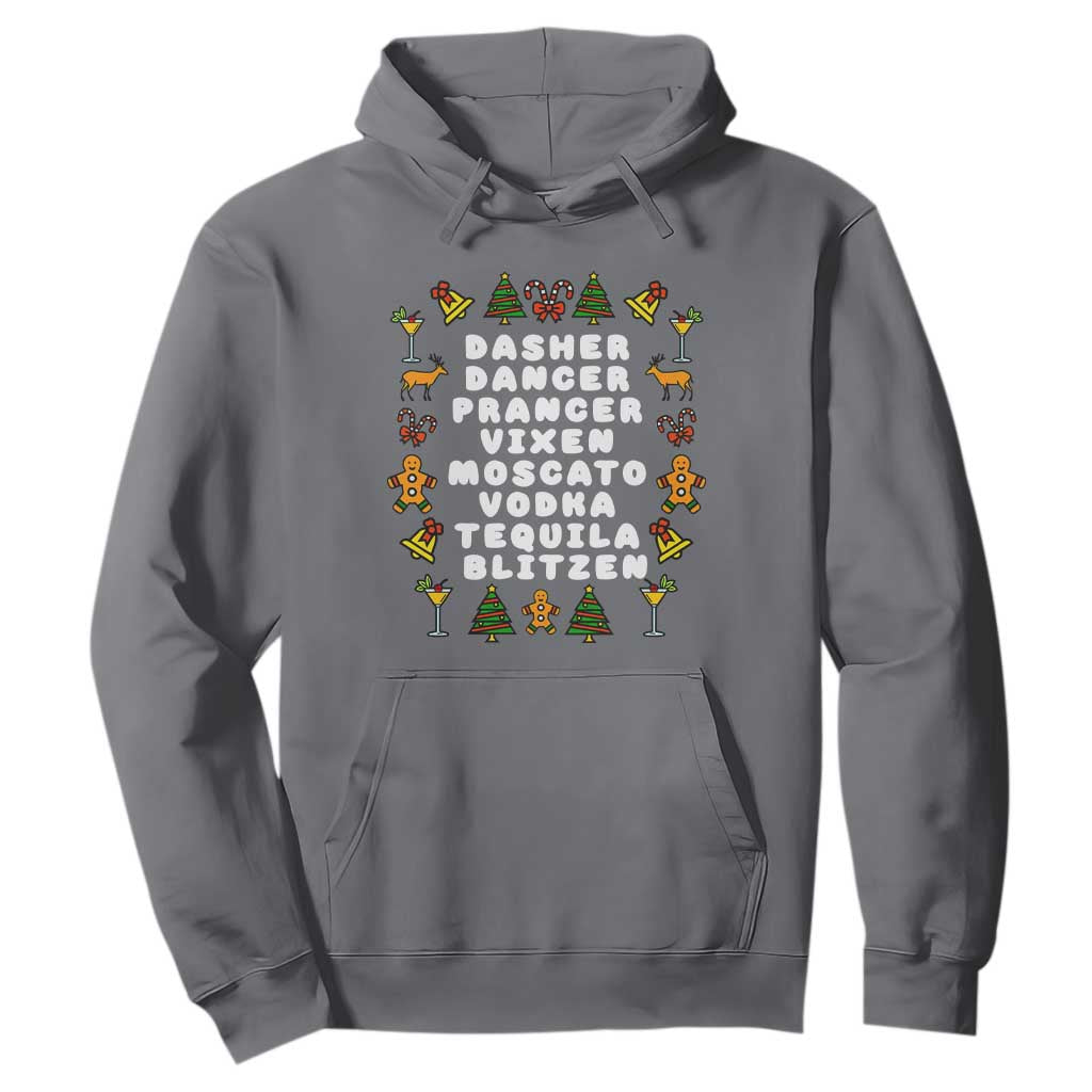 Funny Drinking Christmas Hoodie Merry Christmas Dasher Dancer Prancer Vixen TS10 Charcoal Print Your Wear