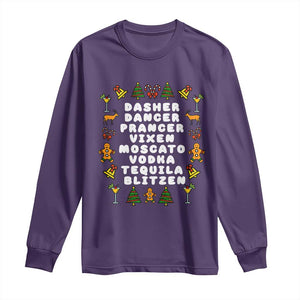 Funny Drinking Christmas Long Sleeve Shirt Merry Christmas Dasher Dancer Prancer Vixen TS10 Purple Print Your Wear