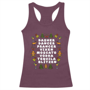 Funny Drinking Christmas Racerback Tank Top Merry Christmas Dasher Dancer Prancer Vixen - Print Your Wear