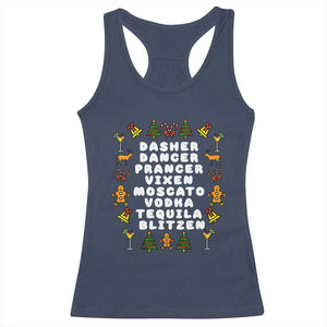 Funny Drinking Christmas Racerback Tank Top Merry Christmas Dasher Dancer Prancer Vixen - Print Your Wear
