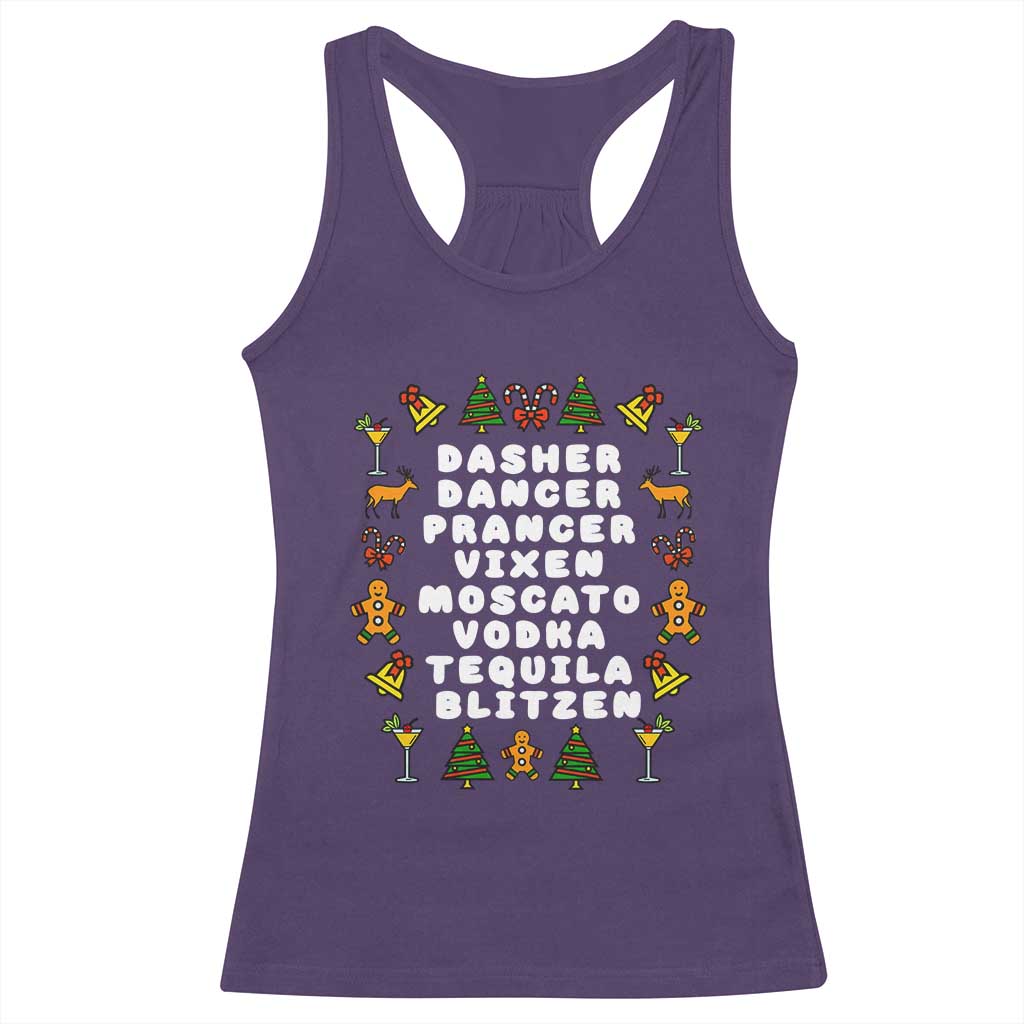 Funny Drinking Christmas Racerback Tank Top Merry Christmas Dasher Dancer Prancer Vixen TS10 Purple Print Your Wear