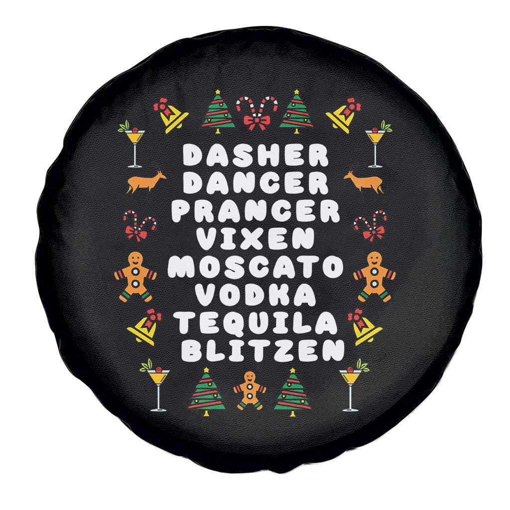 Funny Drinking Christmas Spare Tire Cover Merry Christmas Dasher Dancer Prancer Vixen TS10 Print Your Wear