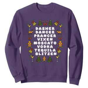 Funny Drinking Christmas Sweatshirt Merry Christmas Dasher Dancer Prancer Vixen TS10 Purple Print Your Wear