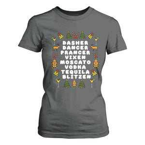 Funny Drinking Christmas T Shirt For Women Merry Christmas Dasher Dancer Prancer Vixen TS10 Dark Heather Print Your Wear