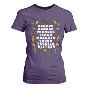 Funny Drinking Christmas T Shirt For Women Merry Christmas Dasher Dancer Prancer Vixen TS10 Purple Print Your Wear