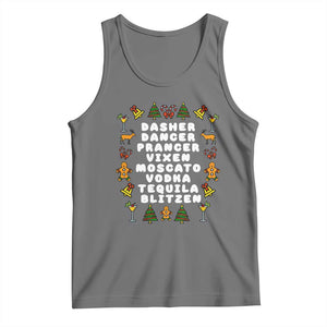 Funny Drinking Christmas Tank Top Merry Christmas Dasher Dancer Prancer Vixen TS10 Black Heather Print Your Wear