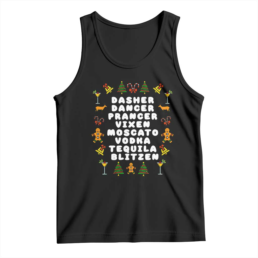 Funny Drinking Christmas Tank Top Merry Christmas Dasher Dancer Prancer Vixen - Print Your Wear