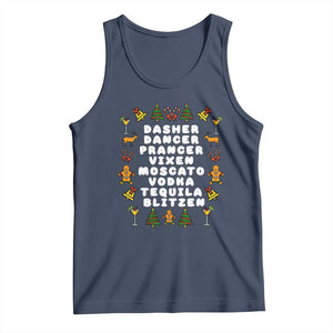 Funny Drinking Christmas Tank Top Merry Christmas Dasher Dancer Prancer Vixen TS10 Navy Print Your Wear