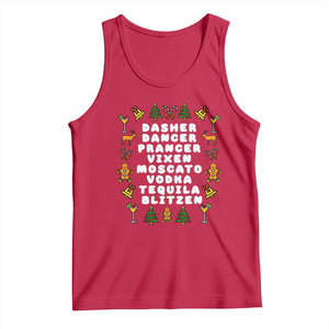 Funny Drinking Christmas Tank Top Merry Christmas Dasher Dancer Prancer Vixen - Print Your Wear