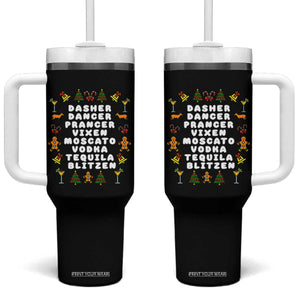 Funny Drinking Christmas Tumbler With Handle Merry Christmas Dasher Dancer Prancer Vixen TS10 One Size: 40 oz Black Print Your Wear